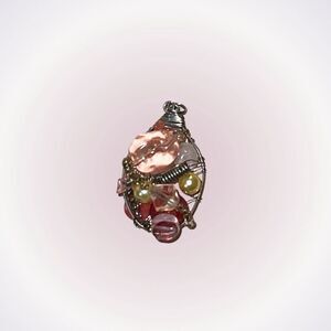 Handmade pink and silver pendant | Sz OS